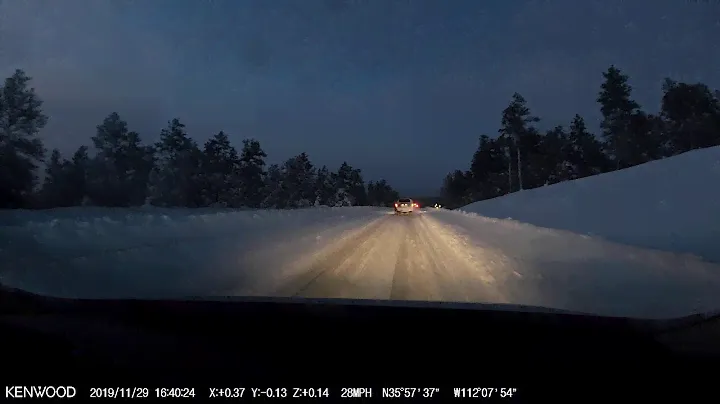 Kenwood - DRV-A601W 4K Dash Cam into Snow Storm Night Video